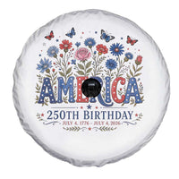 Floral 250th Anniversary Spare Tire Cover Wildflower Independence Day 250 Years Birthday 1776 2026