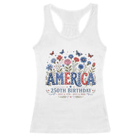 Floral 250th Anniversary Racerback Tank Top Wildflower Independence Day 250 Years Birthday 1776 2026