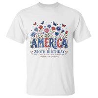 Floral 250th Anniversary T Shirt Wildflower Independence Day 250 Years Birthday 1776 2026