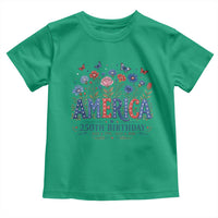 Floral 250th Anniversary Toddler T Shirt Wildflower Independence Day 250 Years Birthday 1776 2026