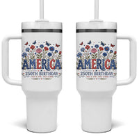 Floral 250th Anniversary Tumbler With Handle Wildflower Independence Day 250 Years Birthday 1776 2026
