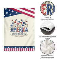 Floral 250th Anniversary Patriotic Garden Flag Wildflower Independence Day 250 Years Birthday 1776 2026