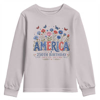 Floral 250th Anniversary Youth Sweatshirt Wildflower Independence Day 250 Years Birthday 1776 2026