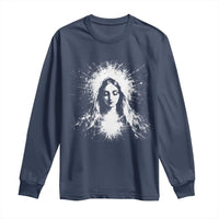 Catholic Virgin Mary Long Sleeve Shirt Vintage Marian Face Christian Our Lady