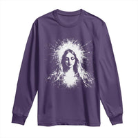 Catholic Virgin Mary Long Sleeve Shirt Vintage Marian Face Christian Our Lady