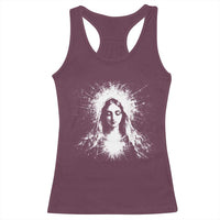 Catholic Virgin Mary Racerback Tank Top Vintage Marian Face Christian Our Lady