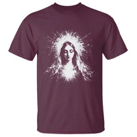 Catholic Virgin Mary T Shirt Vintage Marian Face Christian Our Lady
