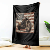 American Flag Motorcycle Throw Blanket Vintage Retro Biker USA 4th of July - Wonder Print Shop