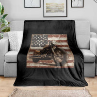 American Flag Motorcycle Throw Blanket Vintage Retro Biker USA 4th of July - Wonder Print Shop