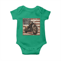 American Flag Motorcycle Baby Onesie Vintage Retro Biker USA 4th of July - Wonder Print Shop