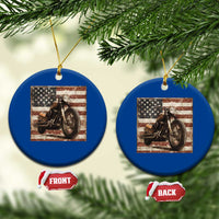 American Flag Motorcycle Ceramic Ornament Vintage Retro Biker USA 4th of July - Wonder Print Shop