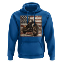 American Flag Motorcycle Hoodie Vintage Retro Biker USA 4th of July - Wonder Print Shop