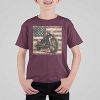 American Flag Motorcycle T Shirt For Kid Vintage Retro Biker USA 4th of July - Wonder Print Shop