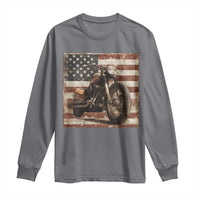 American Flag Motorcycle Long Sleeve Shirt Vintage Retro Biker USA 4th of July - Wonder Print Shop