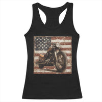 American Flag Motorcycle Racerback Tank Top Vintage Retro Biker USA 4th of July - Wonder Print Shop