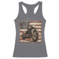 American Flag Motorcycle Racerback Tank Top Vintage Retro Biker USA 4th of July - Wonder Print Shop