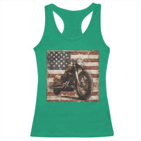 American Flag Motorcycle Racerback Tank Top Vintage Retro Biker USA 4th of July - Wonder Print Shop