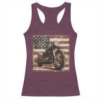 American Flag Motorcycle Racerback Tank Top Vintage Retro Biker USA 4th of July - Wonder Print Shop
