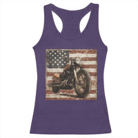 American Flag Motorcycle Racerback Tank Top Vintage Retro Biker USA 4th of July - Wonder Print Shop