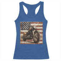 American Flag Motorcycle Racerback Tank Top Vintage Retro Biker USA 4th of July - Wonder Print Shop