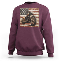American Flag Motorcycle Sweatshirt Vintage Retro Biker USA 4th of July - Wonder Print Shop