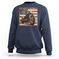 American Flag Motorcycle Sweatshirt Vintage Retro Biker USA 4th of July - Wonder Print Shop