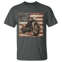 American Flag Motorcycle T Shirt Vintage Retro Biker USA 4th of July - Wonder Print Shop