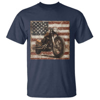 American Flag Motorcycle T Shirt Vintage Retro Biker USA 4th of July - Wonder Print Shop