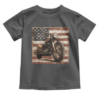American Flag Motorcycle Toddler T Shirt Vintage Retro Biker USA 4th of July - Wonder Print Shop