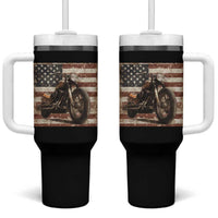 American Flag Motorcycle Tumbler With Handle Vintage Retro Biker USA 4th of July - Wonder Print Shop