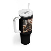American Flag Motorcycle Tumbler With Handle Vintage Retro Biker USA 4th of July - Wonder Print Shop