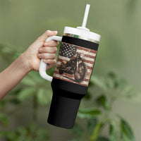 American Flag Motorcycle Tumbler With Handle Vintage Retro Biker USA 4th of July - Wonder Print Shop