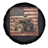 American Flag Quad 4 Wheeler Spare Tire Cover Vintage Retro Cool ATV Quadrider Off Road Clothing - Wonder Print Shop