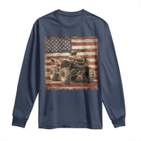 American Flag Quad 4 Wheeler Long Sleeve Shirt Vintage Retro Cool ATV Quadrider Off Road Clothing - Wonder Print Shop
