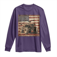 American Flag Quad 4 Wheeler Long Sleeve Shirt Vintage Retro Cool ATV Quadrider Off Road Clothing - Wonder Print Shop