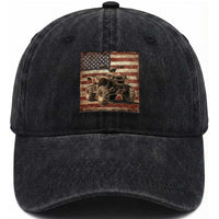 American Flag Quad 4 Wheeler Washed Cotton Baseball Cap Vintage Retro Cool ATV Quadrider Off Road Clothing