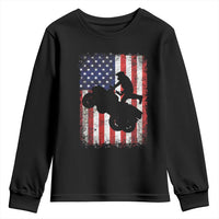 Cool ATV American Flag Youth Sweatshirt Retro Quad 4 Wheeler ATV Riding Quadrider Off Road - Wonder Print Shop