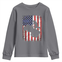 Cool ATV American Flag Youth Sweatshirt Retro Quad 4 Wheeler ATV Riding Quadrider Off Road - Wonder Print Shop