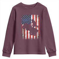 Cool ATV American Flag Youth Sweatshirt Retro Quad 4 Wheeler ATV Riding Quadrider Off Road - Wonder Print Shop