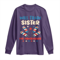 Trade Sister For Firecrackers Long Sleeve Shirt Funny Boys 4th Of July Kids Patriotic - Wonder Print Shop