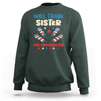 Trade Sister For Firecrackers Sweatshirt Funny Boys 4th Of July Kids Patriotic - Wonder Print Shop