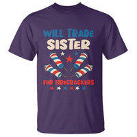Trade Sister For Firecrackers T Shirt Funny Boys 4th Of July Kids Patriotic - Wonder Print Shop