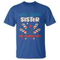 Trade Sister For Firecrackers T Shirt Funny Boys 4th Of July Kids Patriotic - Wonder Print Shop