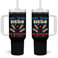 Trade Sister For Firecrackers Tumbler With Handle Funny Boys 4th Of July Kids Patriotic - Wonder Print Shop