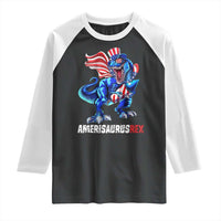 Dinosaur 4th of July Raglan Shirt Funny Boys Kids Patriotic - Wonder Print Shop
