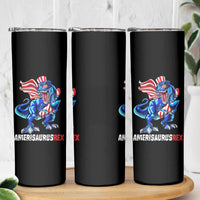 Dinosaur 4th of July Skinny Tumbler Funny Boys Kids Patriotic - Wonder Print Shop