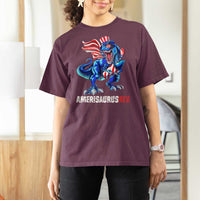 Dinosaur 4th of July T Shirt For Women Funny Boys Kids Patriotic - Wonder Print Shop