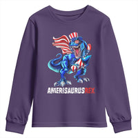 Dinosaur 4th of July Youth Sweatshirt Funny Boys Kids Patriotic - Wonder Print Shop