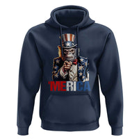 Bigfoot Merica Hoodie American Flag Patriotic 4th Of July Uncle Sam - Wonder Print Shop