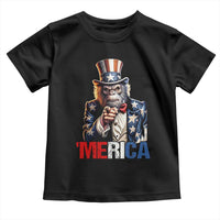 Bigfoot Merica Toddler T Shirt American Flag Patriotic 4th Of July Uncle Sam - Wonder Print Shop